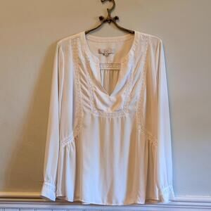 Loft Elegant Long Sleeve White Blouse